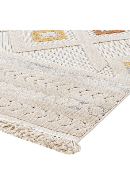 Leanan Çok Renkli Geometrik Polyester Makine Alan Halısı