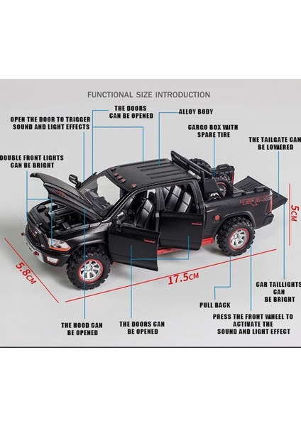 1:32 Alaşım Dodge Ram Trx Pikap Araba Araç Dökme Metal (Yurt Dışından)