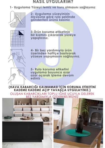 Kendinden Yapışkanlı Mat Renkli Mutfak Banyo Tezgah Duvar Dolap ve Masa Kaplama 60CMX500CM