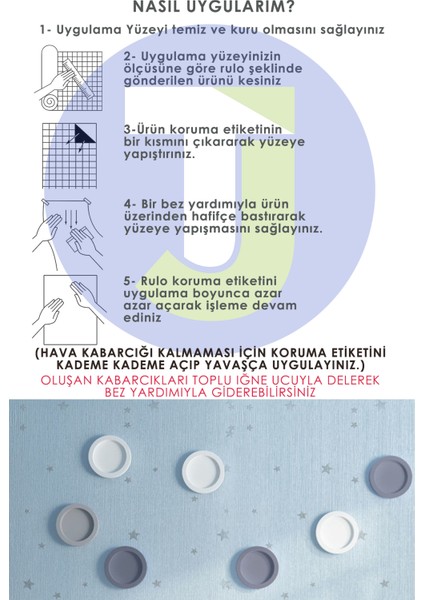 Kendinden Yapışkanlı Yıldız Görünümlü Mavi Mutfak Duvar Dolap Çocuk Odası Kaplama 60X500CM