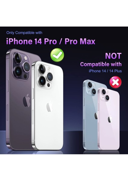 Apple iPhone 14 Pro ve iPhone 14 Pro Max Uyumlu Çerçeveli Tam Koruma Derin Mor Kamera Lens Koruyucu fırsatları