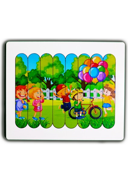 Montessori Eğitici Ahşap Puzzle - Şerit Puzzle - Çizgi Film Karakterleri