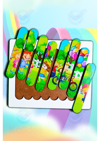Montessori Eğitici Ahşap Puzzle - Şerit Puzzle - Çizgi Film Karakterleri modelleri