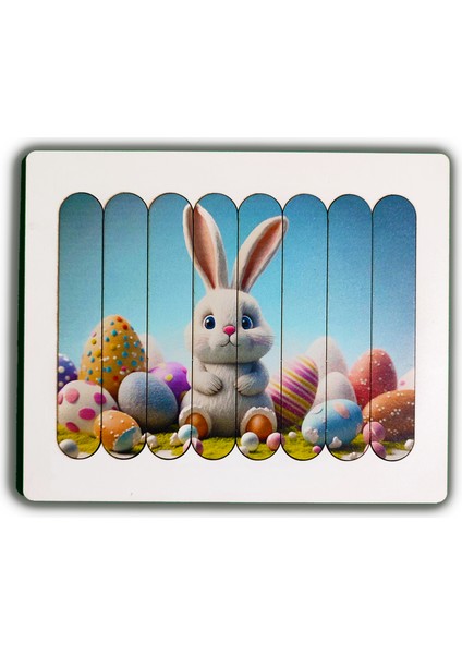 Montessori Eğitici Ahşap Puzzle - Şerit Puzzle - Paskalya Tavşanı
