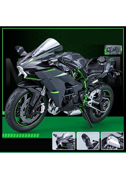 1:9 Kawasaki Ninja H2 Simülasyon Alaşımlı Motosiklet Modeli Süs (Yurt Dışından)