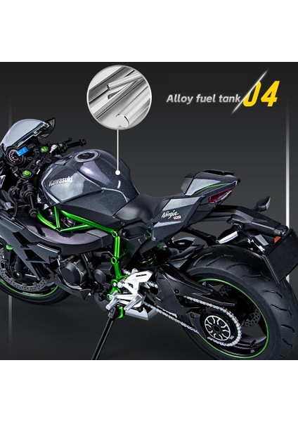 1:9 Kawasaki Ninja H2 Simülasyon Alaşımlı Motosiklet Modeli Süs (Yurt Dışından)