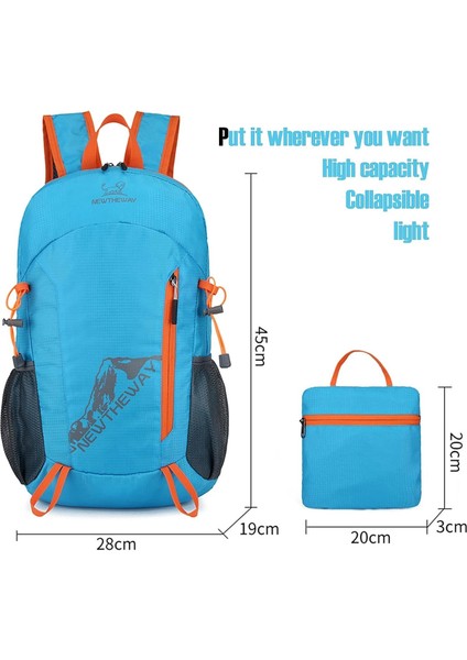 Lywencom Yürüyüş Sırt Çantası, Açık Hava Kamp Pikniği Için Uygun 20L Hafif Katlanabilir Su Geçirmez Ultra Hafif Sırt Çantası, Mavi/patchwork, (Yurt Dışından)