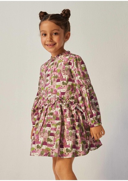 2-9 Yaş Kız Çocuk Viskos Elbise Pembe