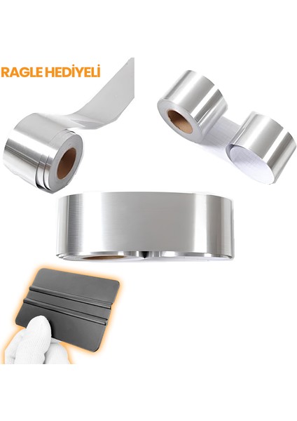 Krom Nikelaj Bant Yapışkanlı Araç Çıta Direk Kaplama Folyosu - Ragle Hediyeli fiyatları