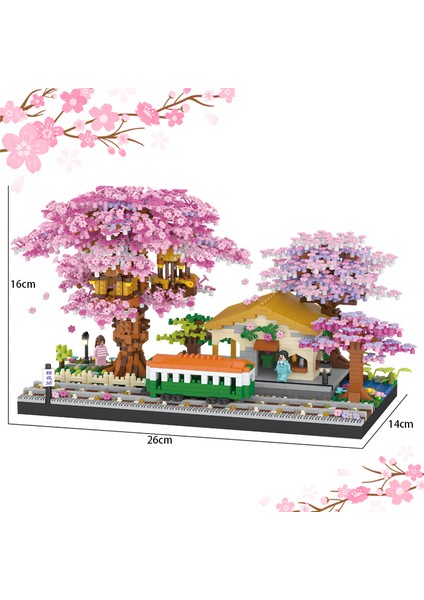 Sakura Ağacı Yapı Taşları Çocukların Yaratıcı Dıy Bulmaca Oyuncakları (Yurt Dışından)