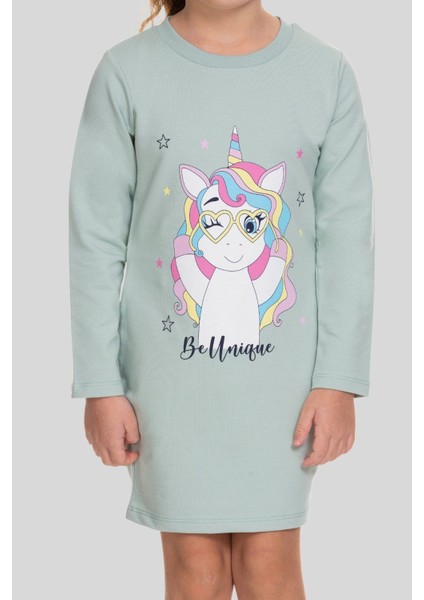 3-8 Yaş Kız Çocuk Unicorn Sweat Elbise Mint indirimleri