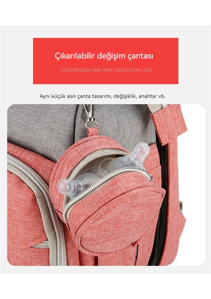 Mumya Çanta Yatak Katlanır Beşik Çok Fonksiyonlu USB Şarj Genişletilmiş Yatak Anne ve Bebek Çanta Cibinlik Güneşlik (Yurt Dışından) modelleri