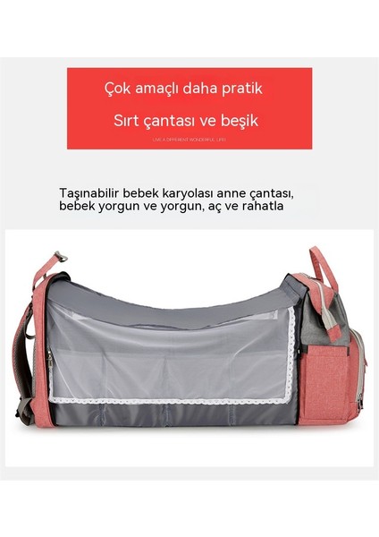 Mumya Çanta Yatak Katlanır Beşik Çok Fonksiyonlu USB Şarj Genişletilmiş Yatak Anne ve Bebek Çanta Cibinlik Güneşlik (Yurt Dışından) indirimleri