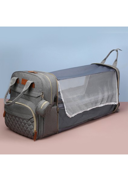 Bebek Karyolası Anne Çantası Çok Fonksiyonlu Güneşlik Cibinlik Bebek Çantası Yatak USB Şarj Anne Çantası (Yurt Dışından) fiyatları