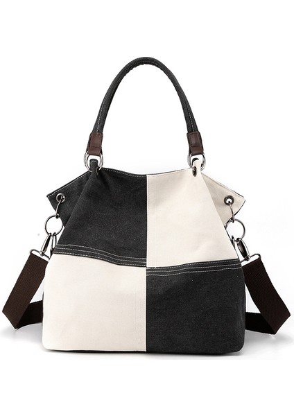 Rahat Bayan Kanvas Çanta Moda Vahşi Taşınabilir Crossbody Çanta Trend Dikiş Renk Tek Omuzlu Kadın Çantası (Yurt Dışından)
