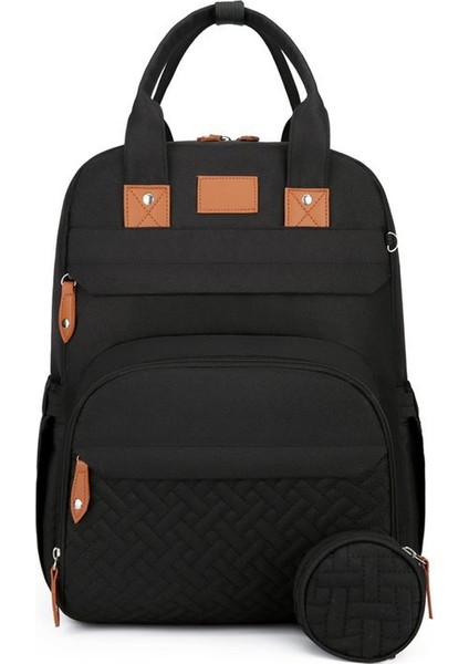 Anne Torbası Çok Fonksiyonlu Omuzlu Anne ve Bebek Torbası Beşik Çanta Tamamlayıcı Gıda Torbası Kuru ve Islak Ayırma Torbası Çocuk Bezi Değiştirme Sırt Çantası (Yurt Dışından)