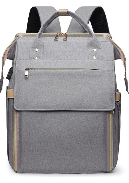 Çok Fonksiyonlu Anne Çantası Katlanır Beşik Anne Bebek Çantası Cibinlik Güneşlik ile USB Şarj Edilebilir Anne Çantası Su Geçirmez (Yurt Dışından)