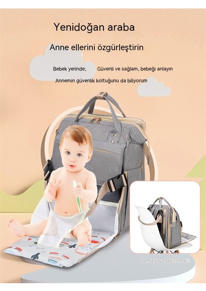 Çok Fonksiyonlu Anne Çantası Katlanır Beşik Anne Bebek Çantası Cibinlik Güneşlik ile USB Şarj Edilebilir Anne Çantası Su Geçirmez (Yurt Dışından) fırsatları