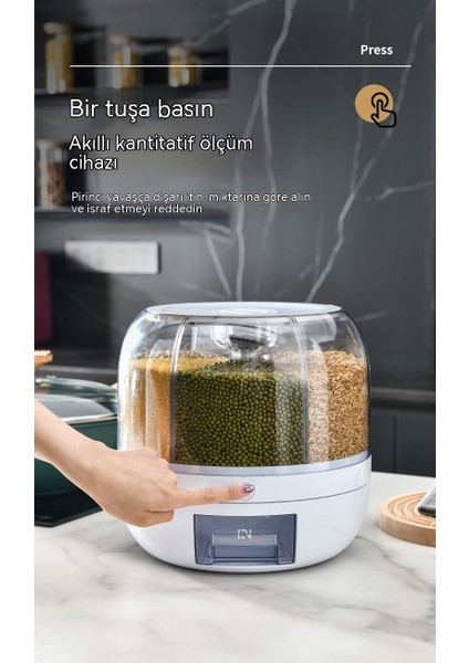 Ev Mühürlü Dönebilen Tahıllar ve Tahıllar Pirinç Kovaları Haşere ve Nem Geçirmez Ayırma Pirinç Kutusu Çeşitli Tahıl Saklama Kutusu 5kg (Yurt Dışından)