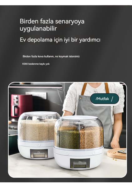 Ev Mühürlü Dönebilen Tahıllar ve Tahıllar Pirinç Kovaları Haşere ve Nem Geçirmez Ayırma Pirinç Kutusu Çeşitli Tahıl Saklama Kutusu 5kg (Yurt Dışından)