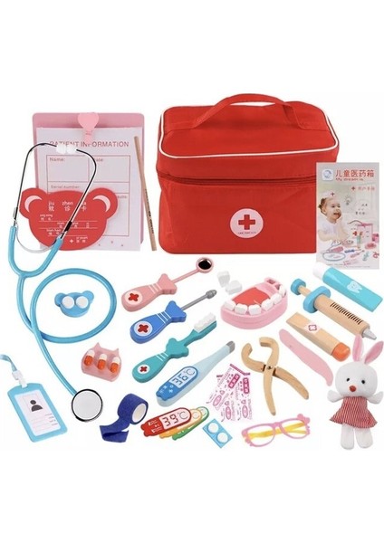 Ahşap Tıp Kutusu Doktor Oyuncaklar (Yurt Dışından)