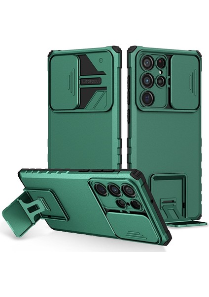 Samsung Galaxy S22 Ultra Pc + Yumuşak Tpu Kamera Sürgülü Pencere Koruyucu Kılıf - Beyaz (Yurt Dışından)