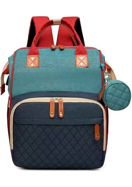 Omuz Mumya Çanta Çok Fonksiyonlu Büyük Kapasiteli Su Geçirmez Islak Ayırma USB Şarj Anne Bebek Çanta Küçük Yuvarlak Çanta (Yurt Dışından)