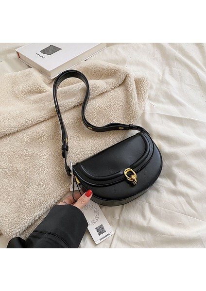 Çok Yönlü Doku Retro Omuz Koltuk Altı Çantası Crossbody Eyer Çantası (Yurt Dışından)