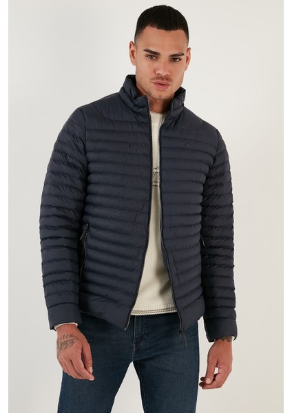 Su Itici Slim Fit Cepli Dik Yaka Şişme Mont Erkek Mont 649010