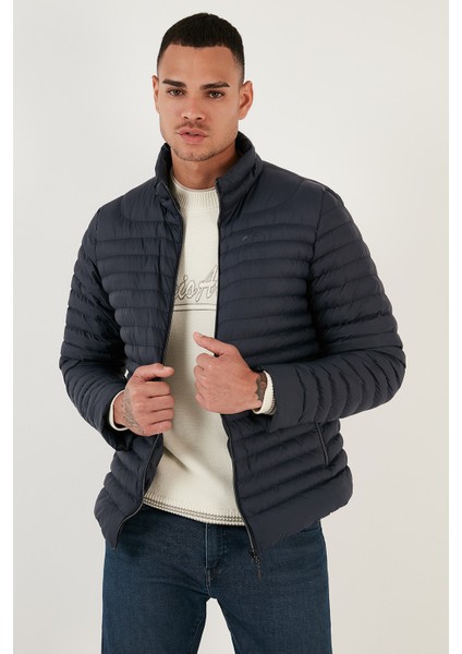 Su Itici Slim Fit Cepli Dik Yaka Şişme Mont Erkek Mont 649010 modelleri