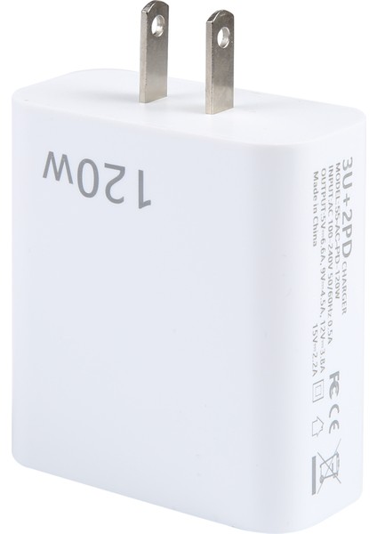 GZPLZ-120W Çift Pd + 3xusb 5 Bağlantı Noktalı Şarj Cihazı, Us Plug (Yurt Dışından)