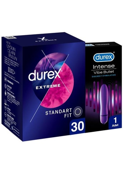 Extreme 30'lu ve Tırtıklı Prezervatif+Durex Delight Bullet Titreşimli Vibrator