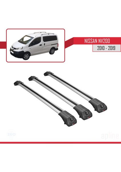 Nissan NV200 2010-2019 Arası Ile Uyumlu Ace-1 Ara Atkı Tavan Barı Gri 3 Adet Bar