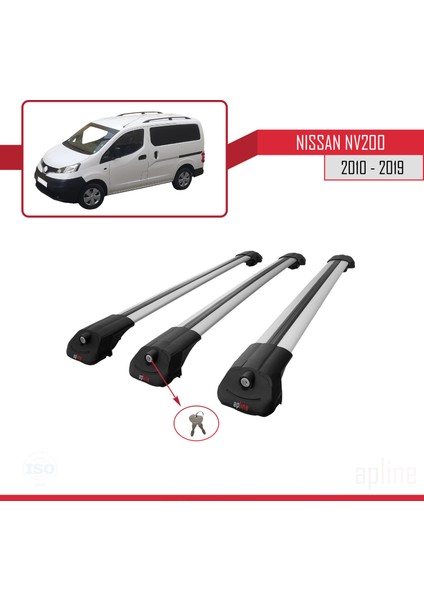 Nissan NV200 2010-2019 Arası Ile Uyumlu Ace-1 Ara Atkı Tavan Barı Gri 3 Adet Bar