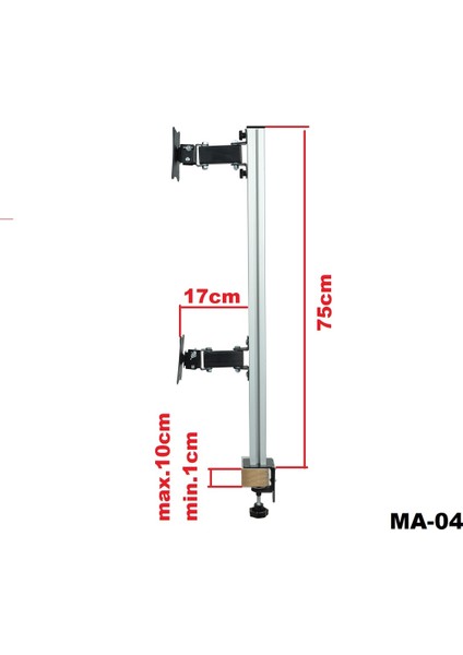Ma-04 Masa Üstü Dikey Ikili Monitör Askı Aparatı17"-27 fiyatları