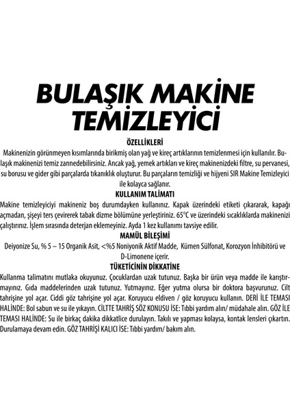 Bulaşık Makine Temizleyici 250 Ml. 2'li fiyatları