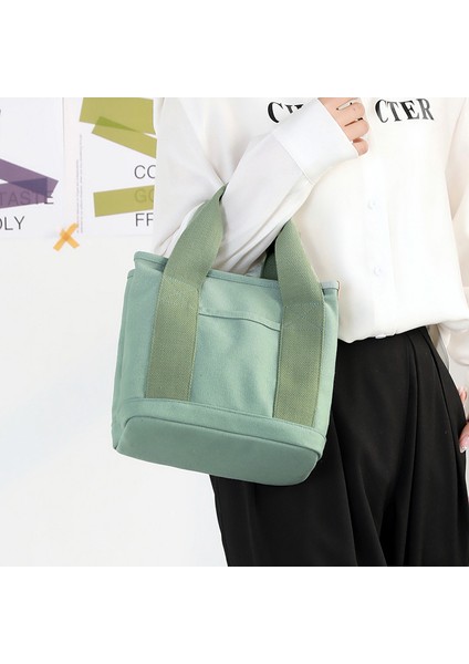 Small Simple Shoulder Bag Handbag Thick Canvas Mobile Phone Bucket Tote Bag (Yurt Dışından) fırsatları