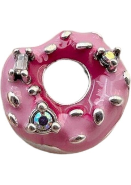 İlk Isırıkta Aşk Pembe Donut Charm | 925 Ayar Gümüş