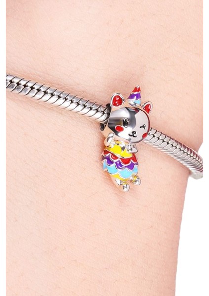 Unicorn Kedi Charm | 925 Ayar Gümüş