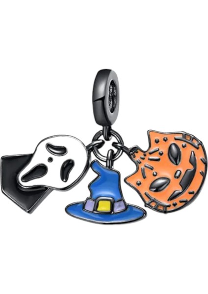 Korku İkonları Cadılar Bayramı (Halloween) Charm | 925 Ayar Gümüş