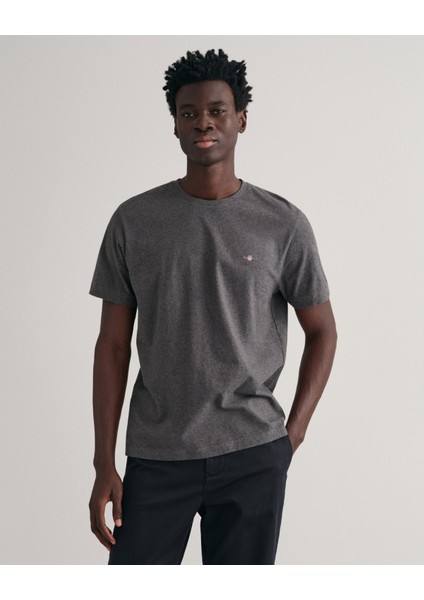 Erkek Gri Regular Fit Bisiklet Yaka Logolu T-Shirt 2003184.95