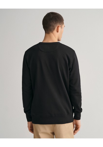Erkek Siyah Regular Fit Bisiklet Yaka Logolu Sweatshirt 2006065.5