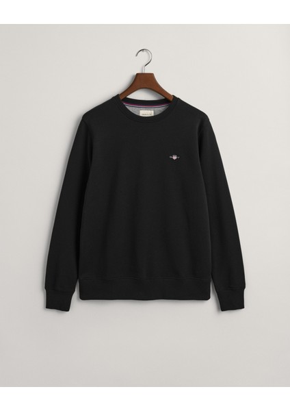 Erkek Siyah Regular Fit Bisiklet Yaka Logolu Sweatshirt 2006065.5