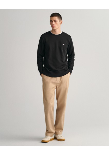 Erkek Siyah Regular Fit Bisiklet Yaka Logolu Sweatshirt 2006065.5