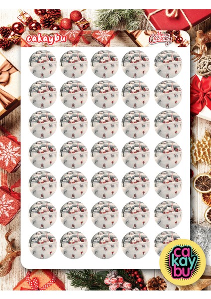Hediye Paketi Christmas Sticker Set A4 Boyutunda 1 Sayfa