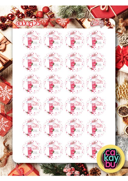 Hediye Paketi Christmas Sticker Set A4 Boyutunda 1 Sayfa