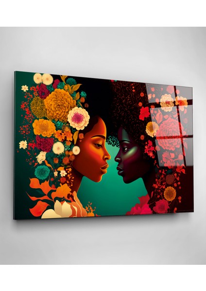 Woman Flower Cam Tablo, Dekoratif Cam Tablo modelleri