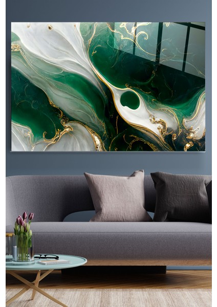 Green And Gold Cam Tablo, Dekoratif Cam Tablo