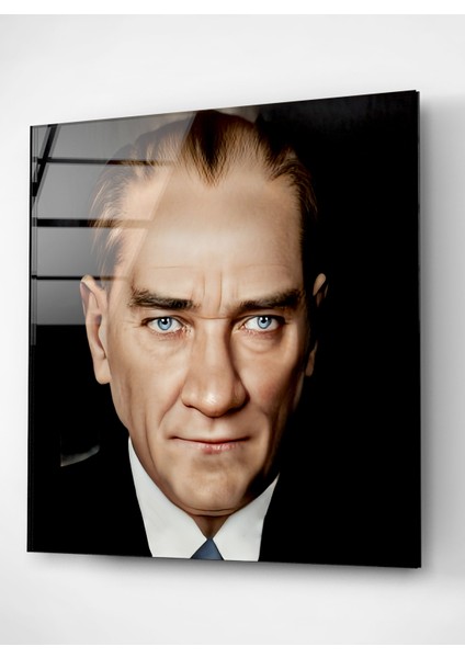 Atatürk Portresi - Yapay Zeka Tasarımlı Cam Tablo, Dekoratif Cam Tablo fırsatları