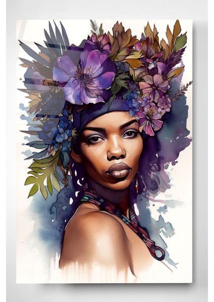 Afrikalı Kadın Cam Tablo, Dekoratif Cam Tablo